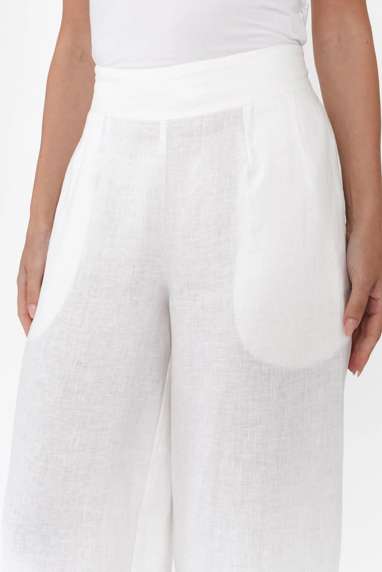 Elgon White Linen Wide Leg Pants sold by Blue Bungalow product image thumbnail 3