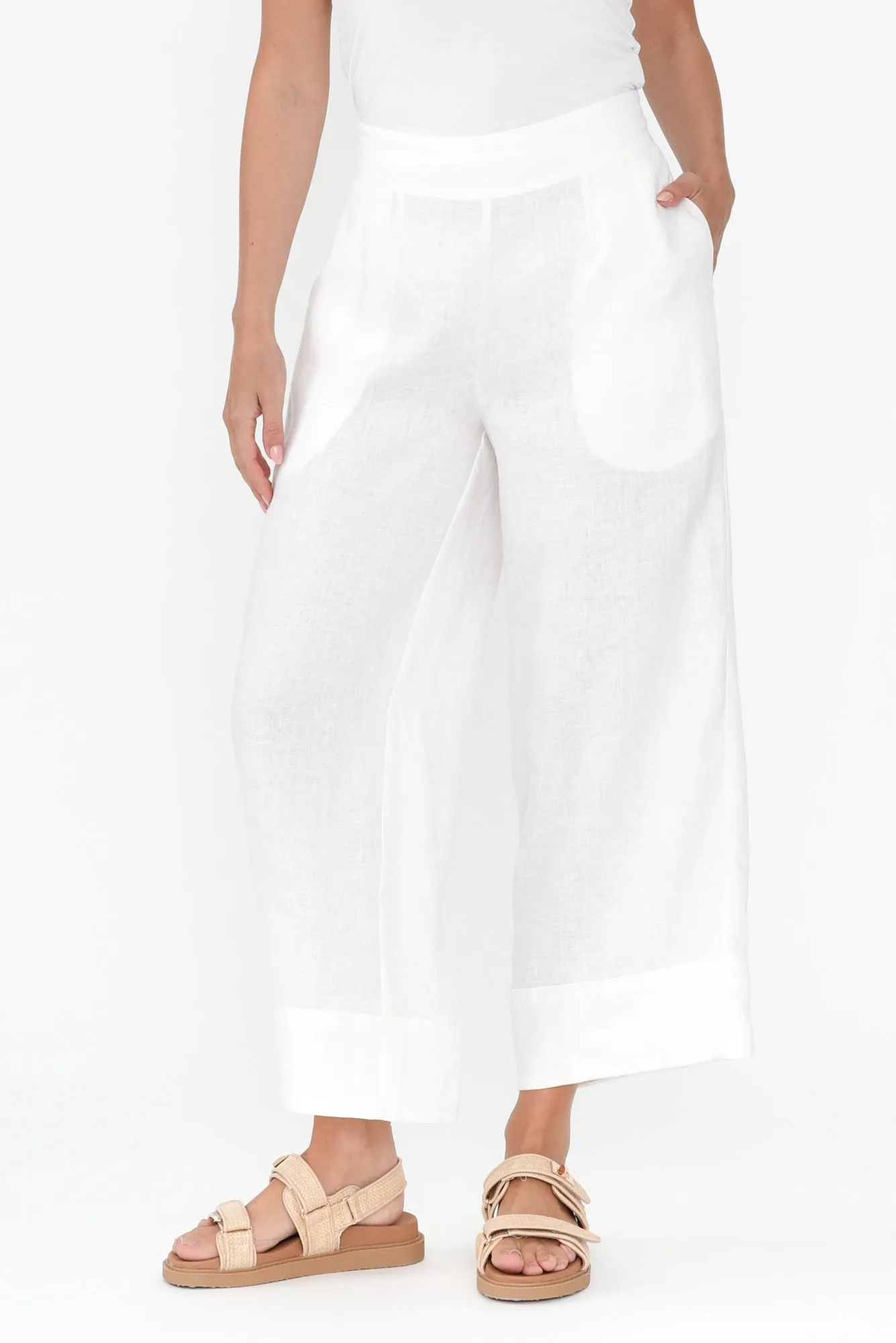 Elgon White Linen Wide Leg Pants sold by Blue Bungalow