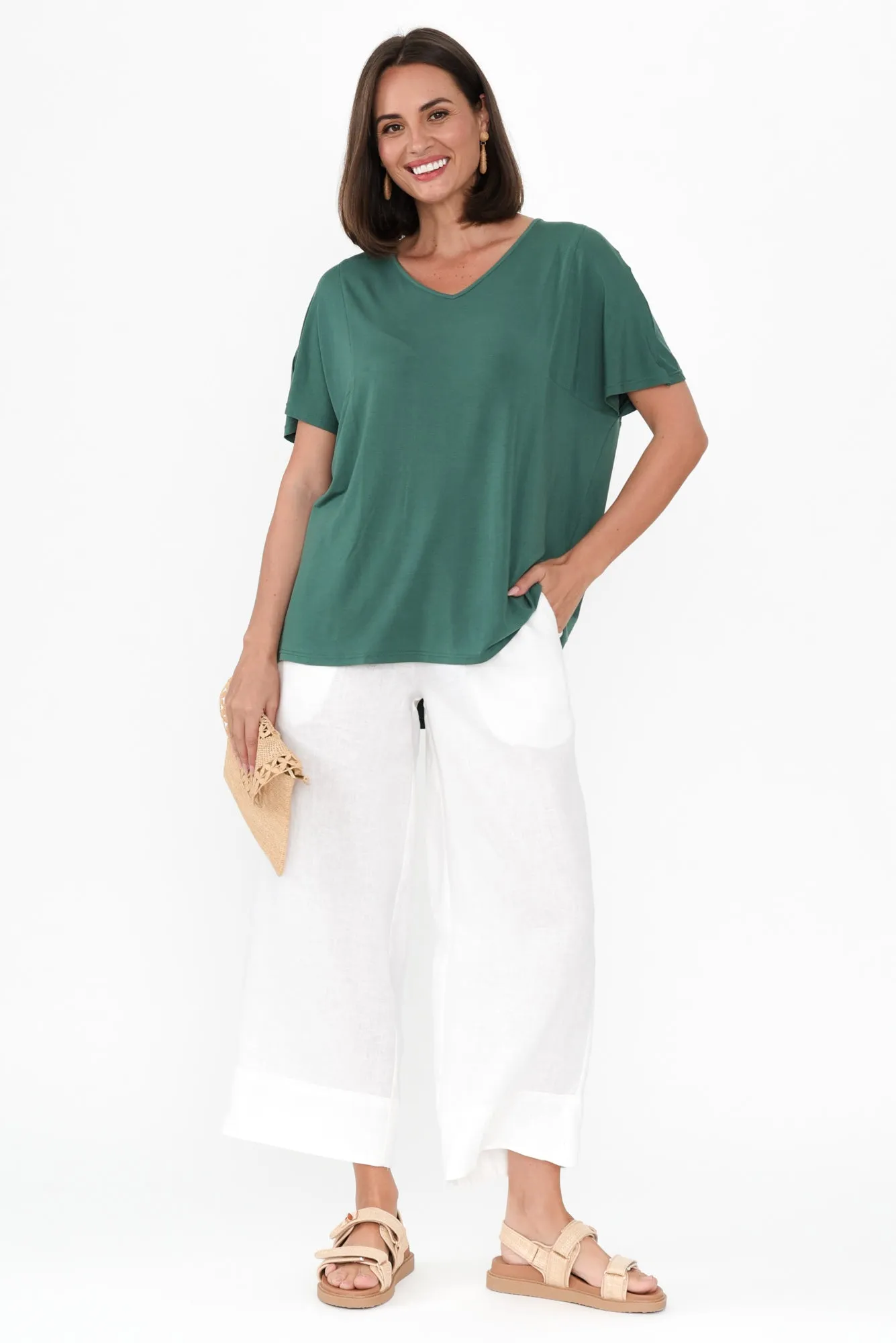 Elgon White Linen Wide Leg Pants sold by Blue Bungalow product image thumbnail 2