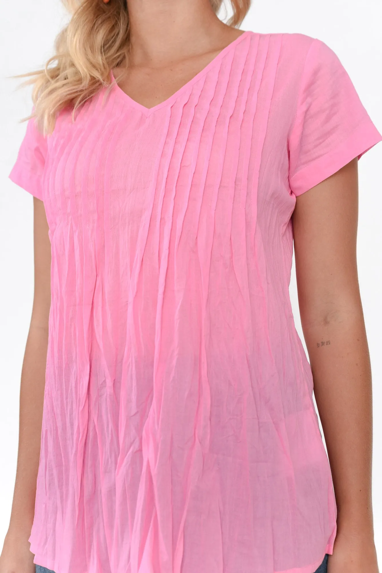Fia Bright Pink Crinkle Cotton Top sold by Blue Bungalow product image thumbnail 5