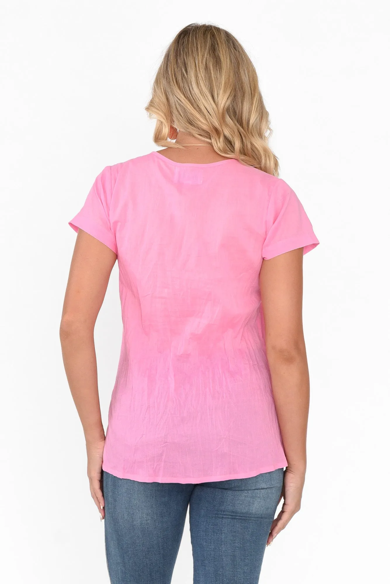 Fia Bright Pink Crinkle Cotton Top sold by Blue Bungalow product image thumbnail 4