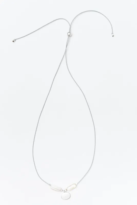 Arica Silver Oval Beaded Necklace sold by Blue Bungalow
