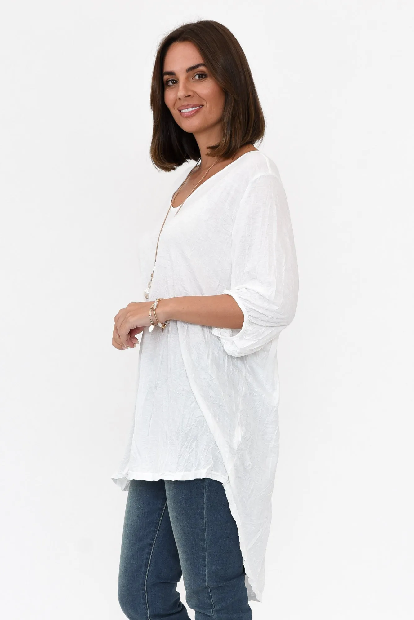 Agnes White Crinkle Cotton Hi Lo Top sold by Blue Bungalow product image thumbnail 3