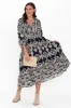 Elita Navy Abstract Pocket Dress sold by Blue Bungalow
