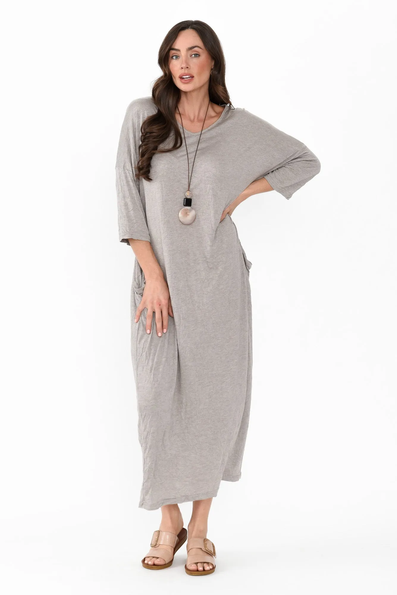 Travel Oat Crinkle Cotton Sleeved Maxi Dress sold by Blue Bungalow product image thumbnail 2