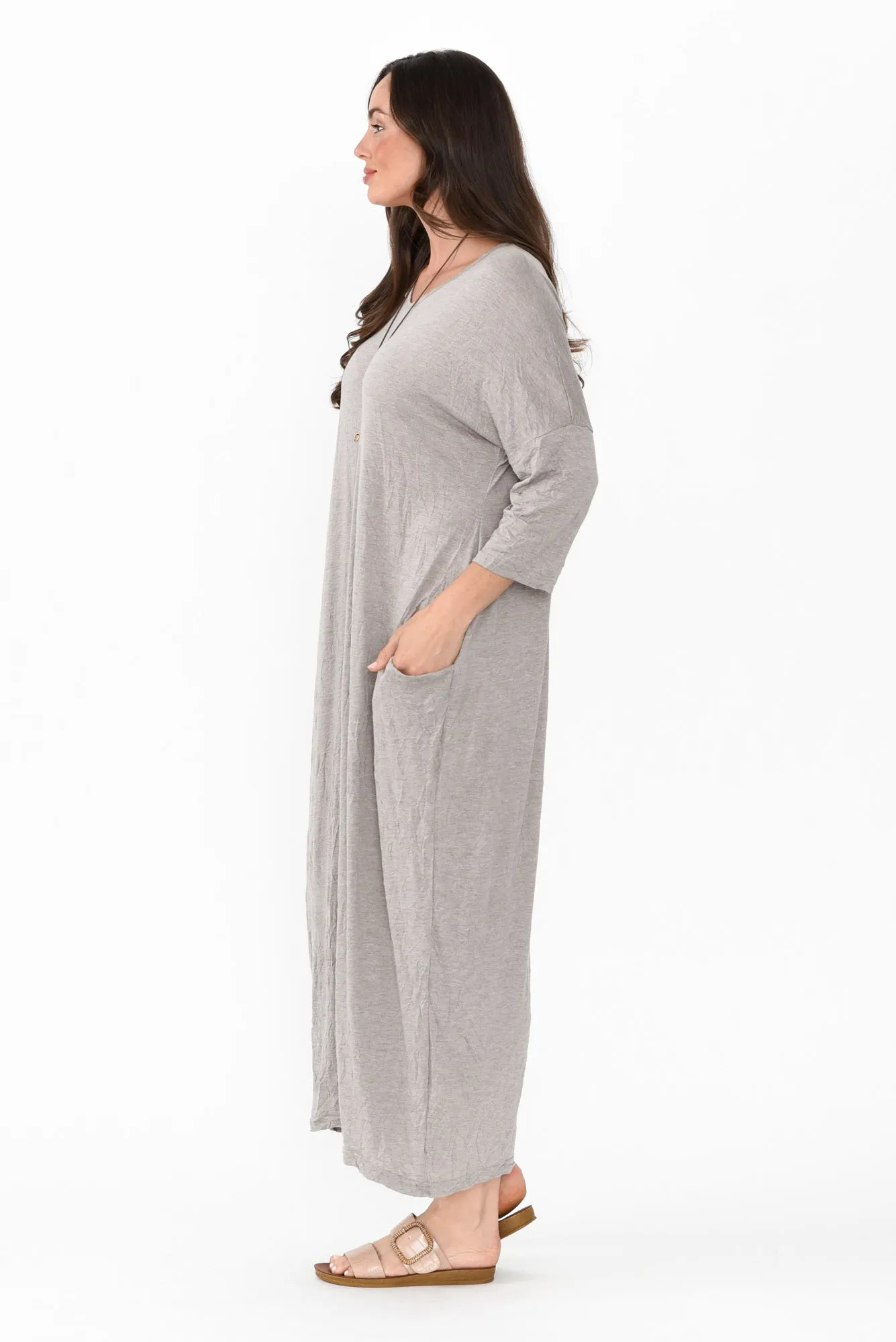 Travel Oat Crinkle Cotton Sleeved Maxi Dress sold by Blue Bungalow product image thumbnail 3