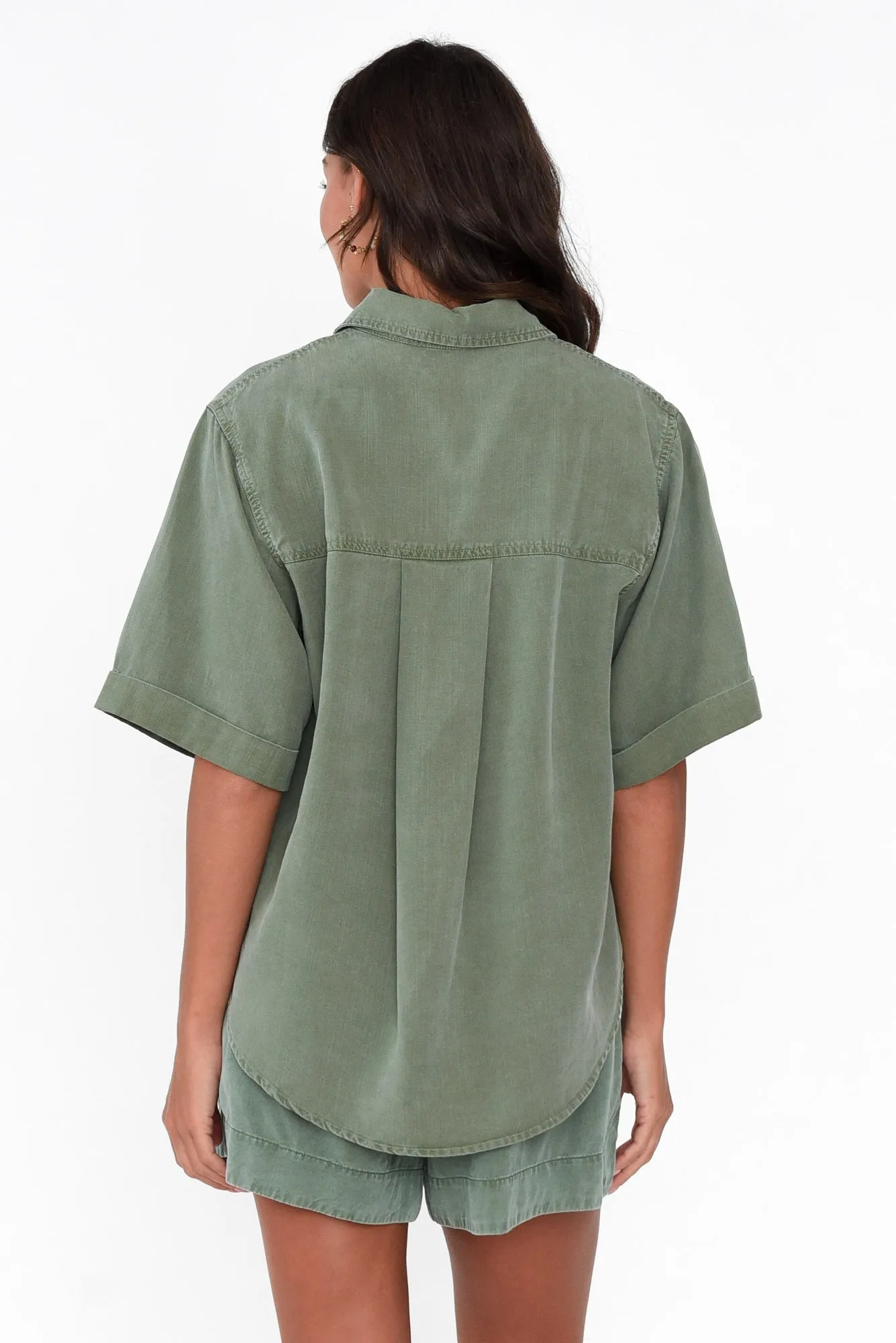 Blitz Washed Khaki Lyocell Shirt sold by Blue Bungalow product image thumbnail 4