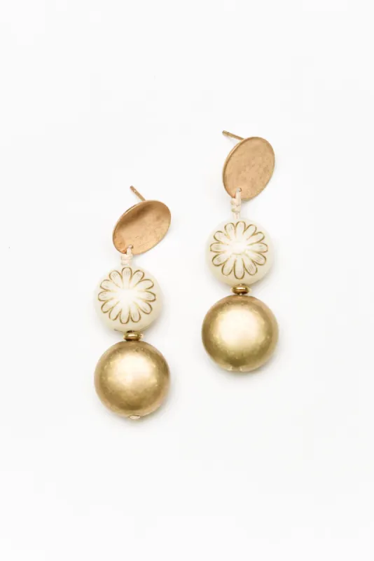 Wagner Gold Bead Drop Earrings sold by Blue Bungalow
