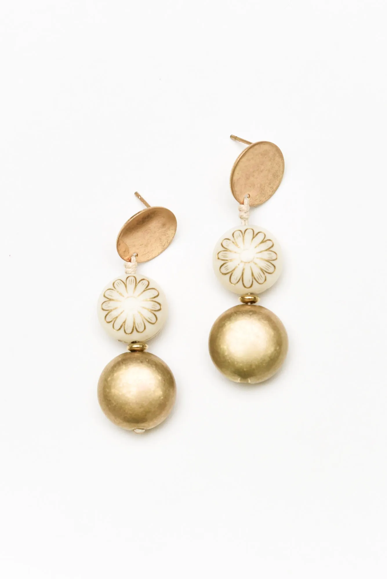 Wagner Gold Bead Drop Earrings sold by Blue Bungalow