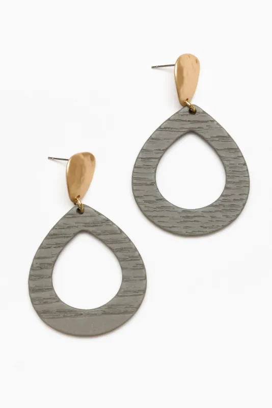 Tinsley Grey Wood Earrings sold by Blue Bungalow