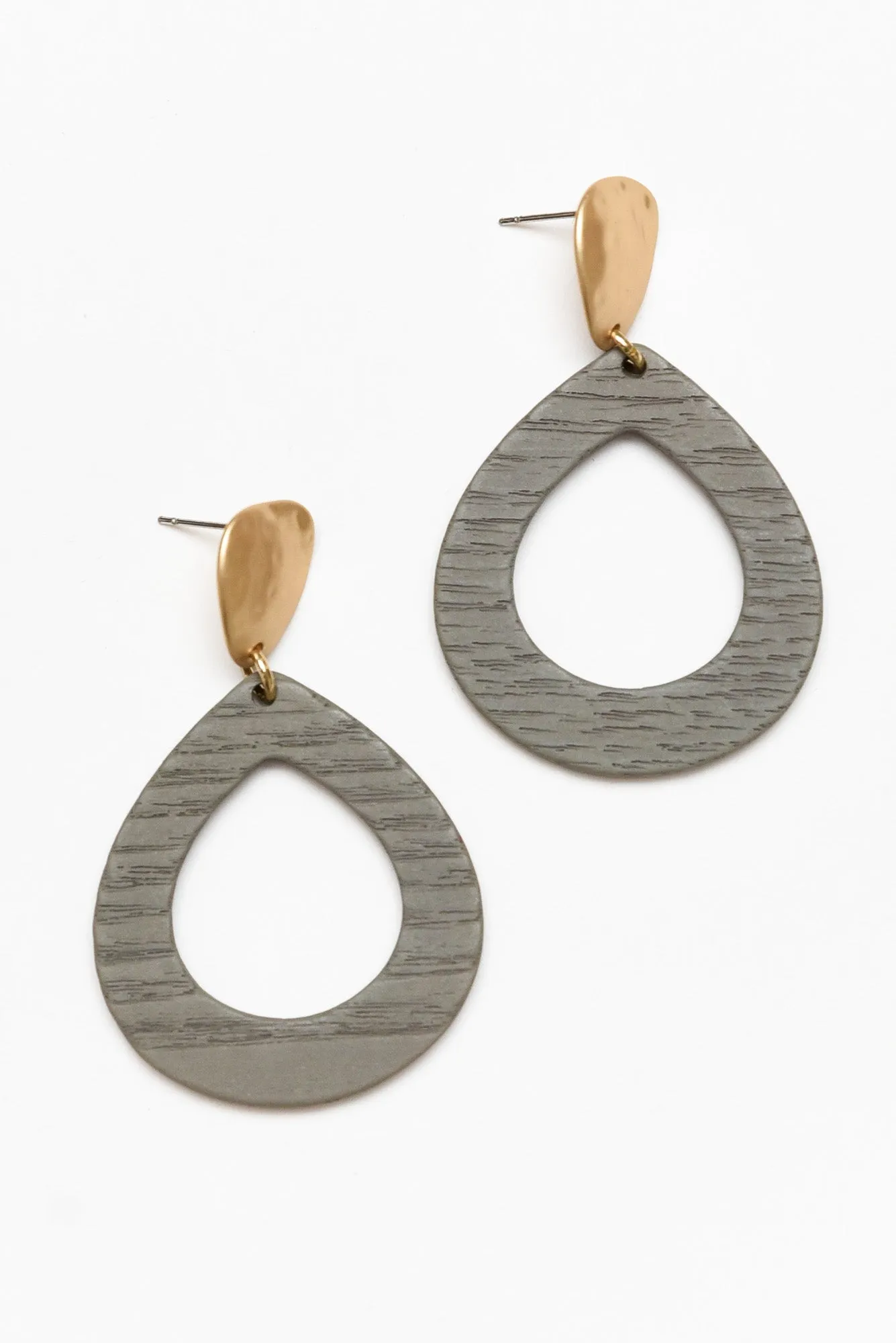 Tinsley Grey Wood Earrings sold by Blue Bungalow