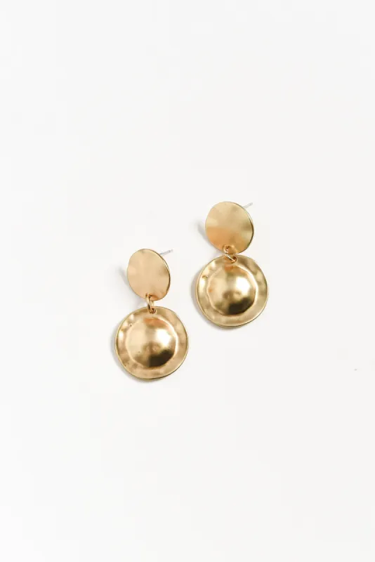 Favae Gold Circle Drop Earrings sold by Blue Bungalow