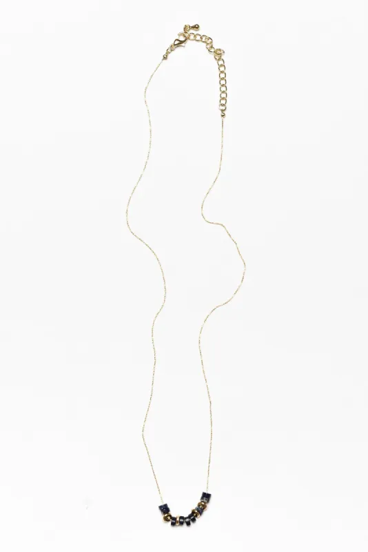 Angelina Navy Beaded Necklace sold by Blue Bungalow