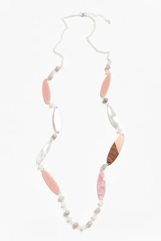 Aal Pink Beaded Leaf Necklace sold by Blue Bungalow