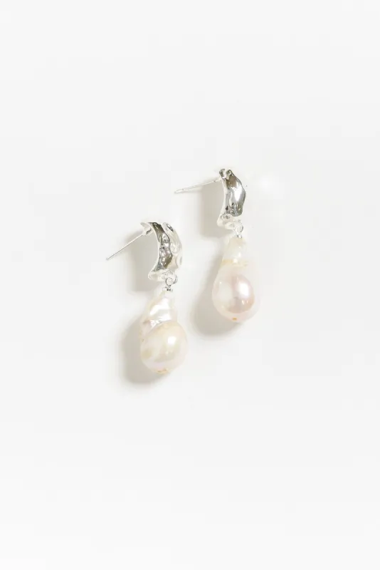 Gable Silver Pearl Pendant Earrings sold by Blue Bungalow