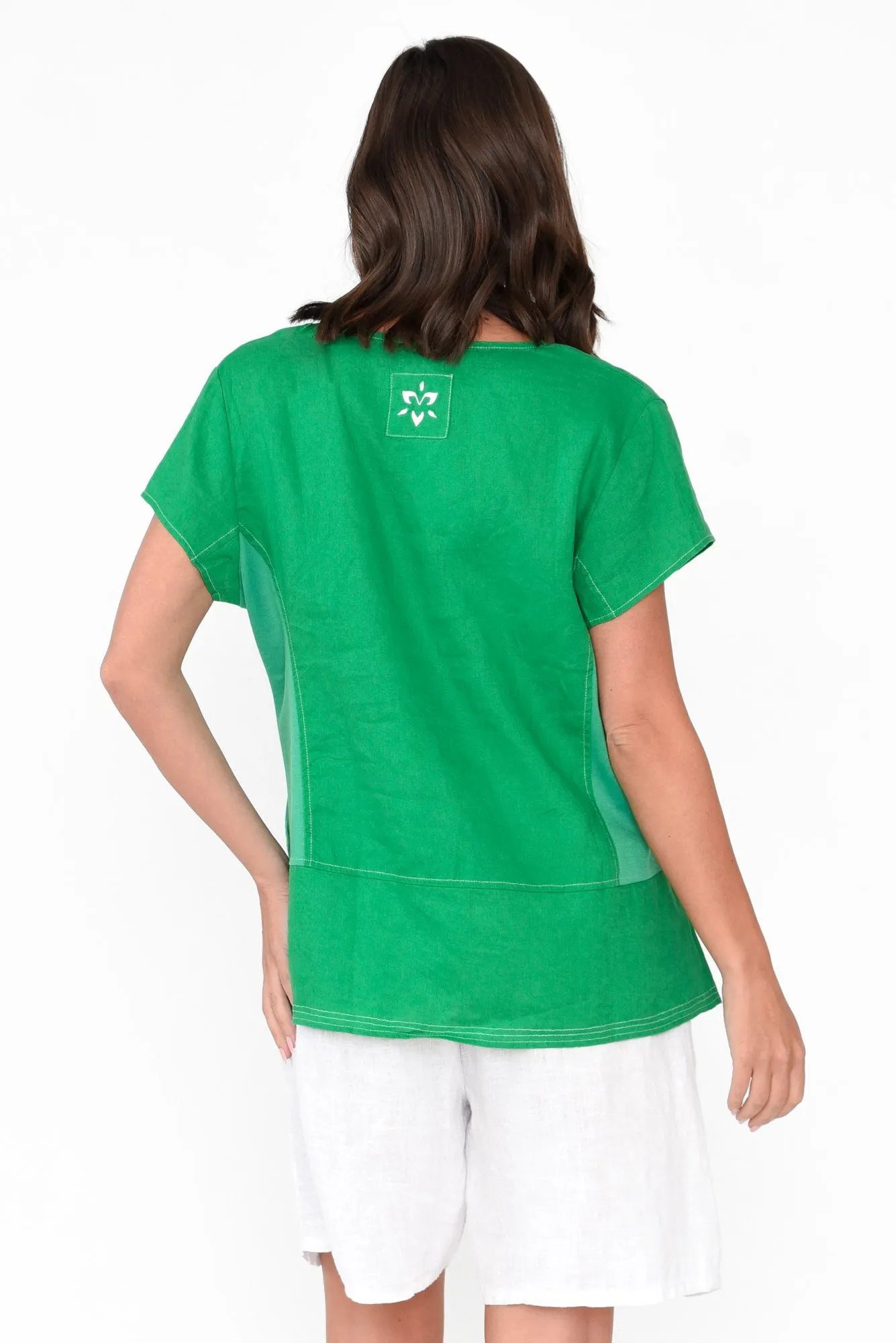 Lindy Green Linen V Neck Top sold by Blue Bungalow product image thumbnail 5