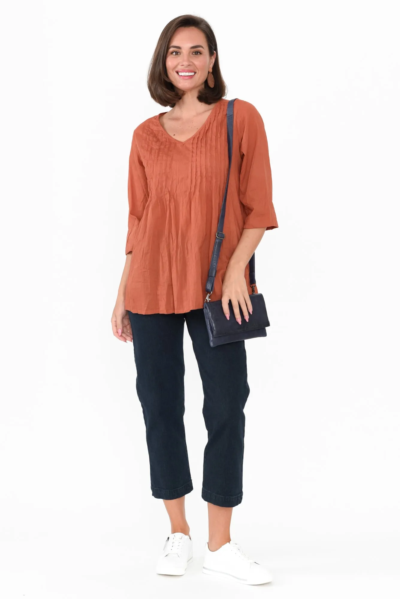 Fia Rust Sleeved Crinkle Cotton Top sold by Blue Bungalow product image thumbnail 2