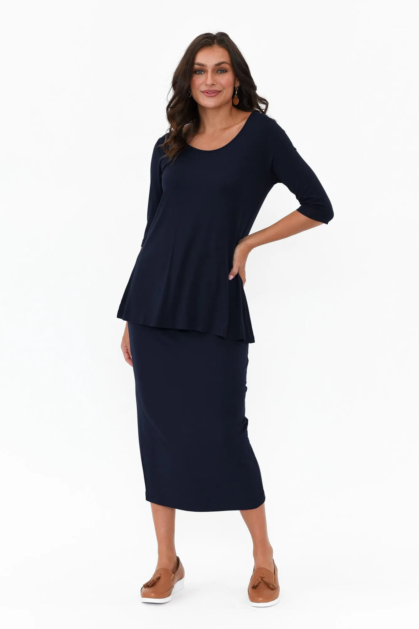 Aretha Navy Bamboo Top sold by Blue Bungalow product image thumbnail 5
