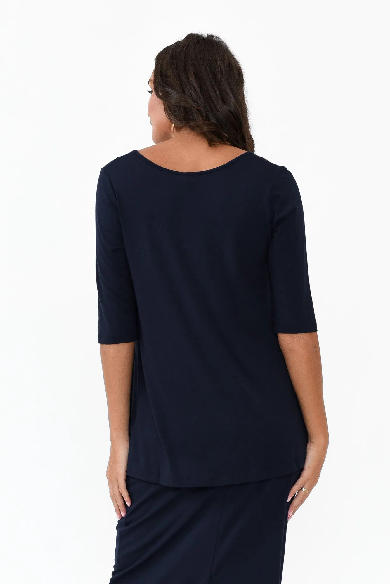 Aretha Navy Bamboo Top sold by Blue Bungalow product image thumbnail 4