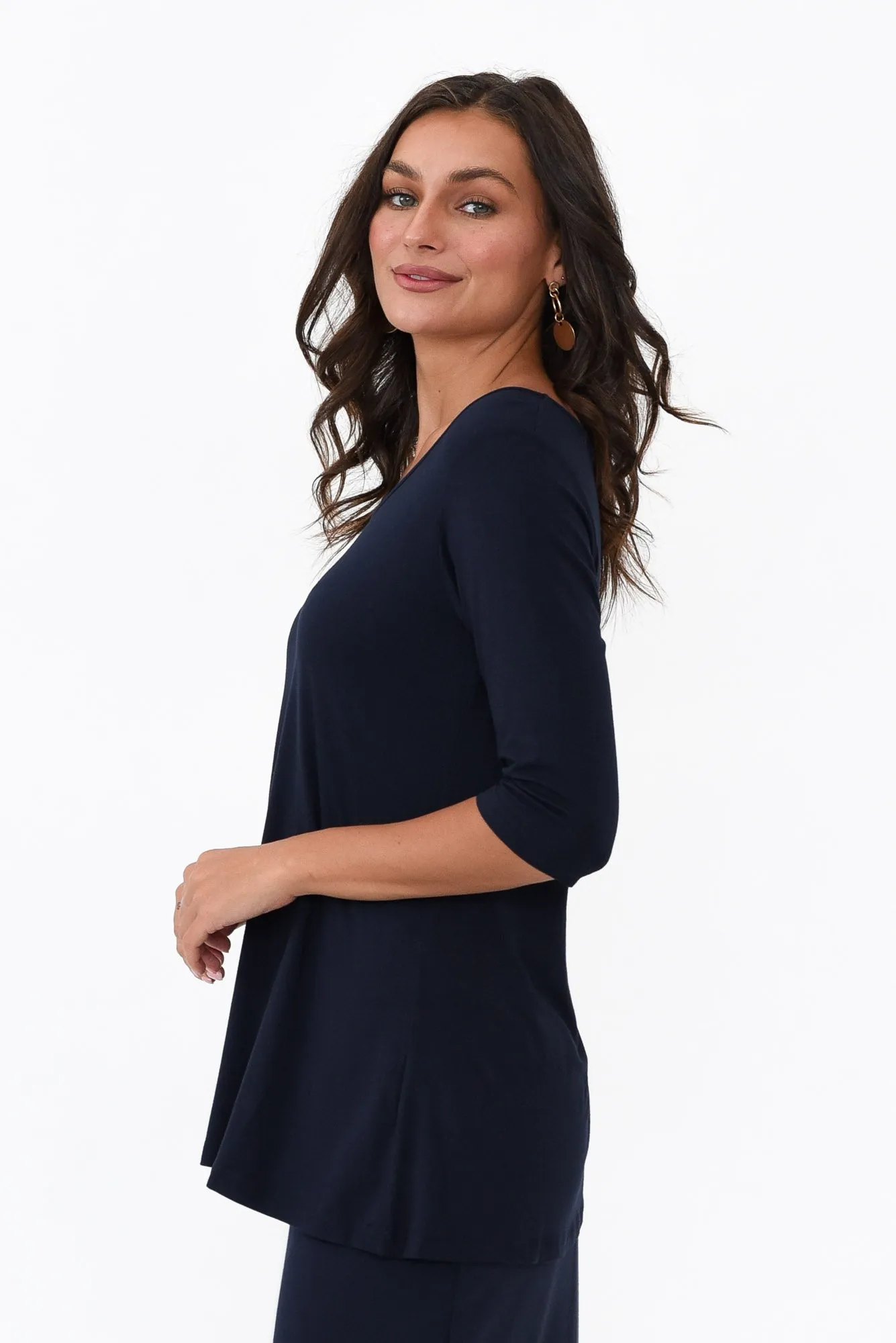 Aretha Navy Bamboo Top sold by Blue Bungalow product image thumbnail 3