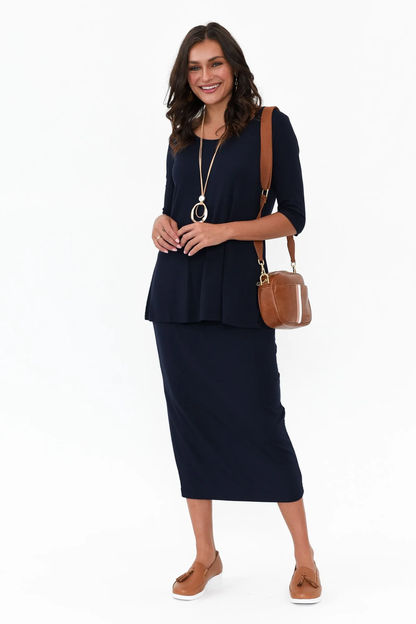 Aretha Navy Bamboo Top sold by Blue Bungalow product image thumbnail 2