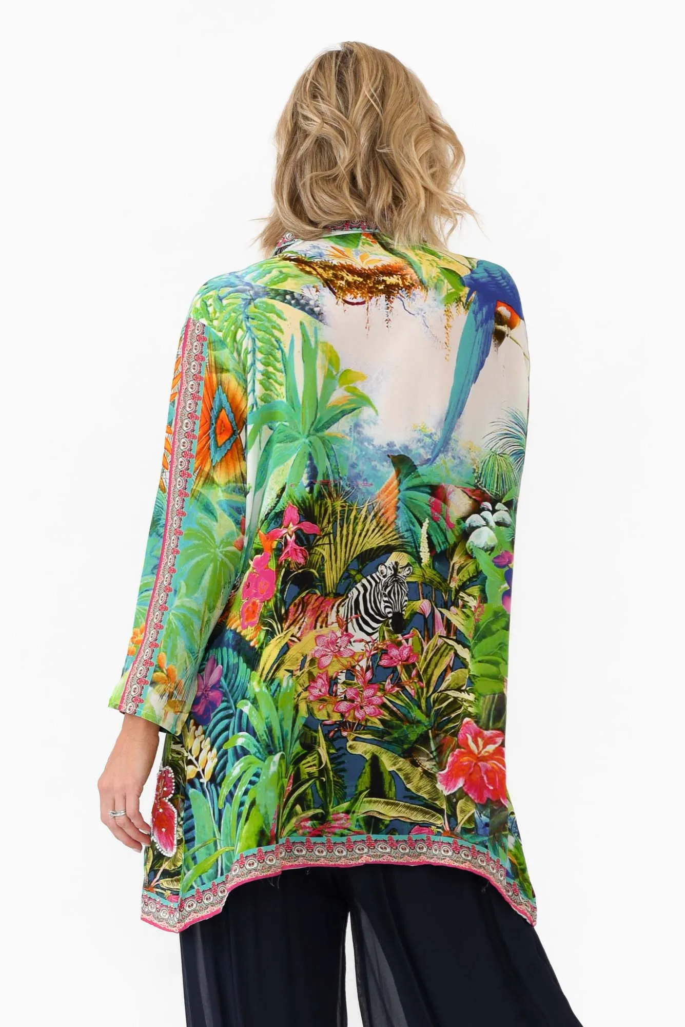 Tropical Green Silk Resort Shirt sold by Blue Bungalow product image thumbnail 4