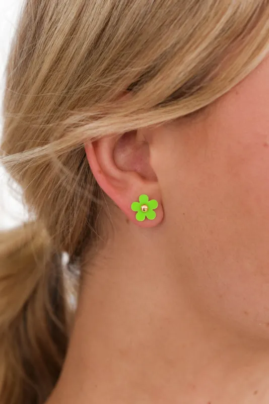 Aileen Green Flower Stud Earrings sold by Blue Bungalow