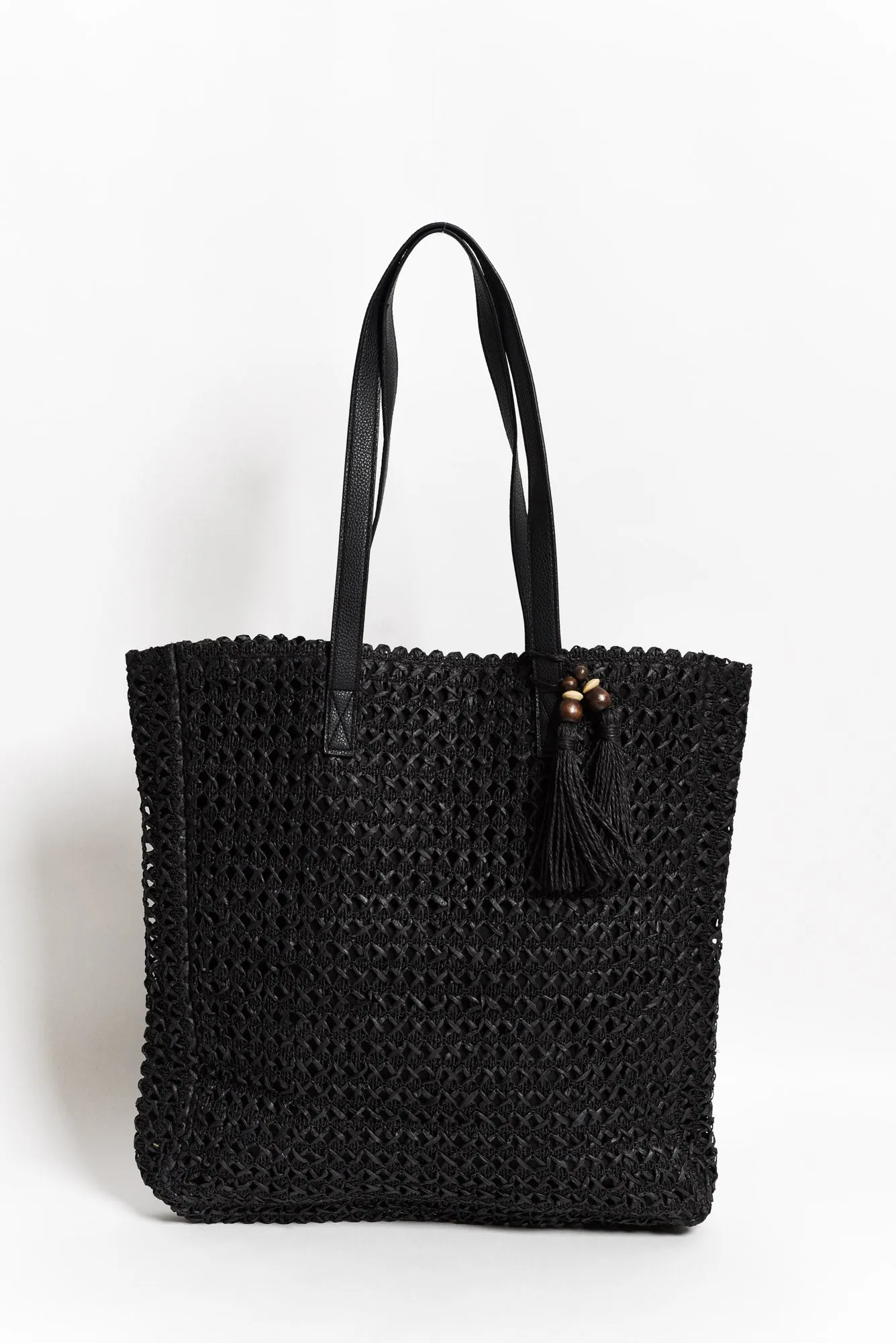 Izumi Black Woven Tote Bag sold by Blue Bungalow