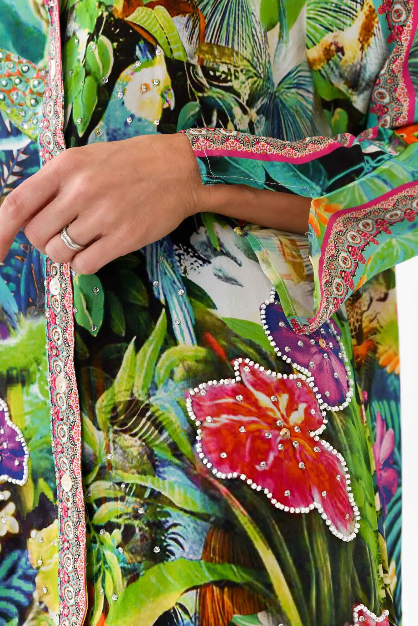 Tropical Green Silk Resort Shirt sold by Blue Bungalow product image thumbnail 5