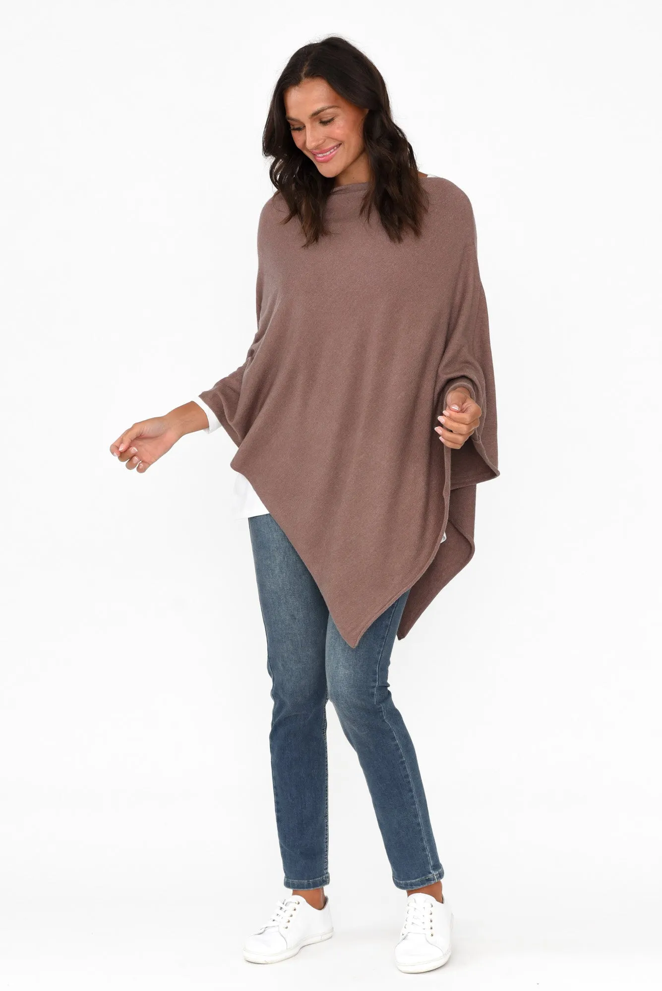 Amy Chocolate Wool Blend Poncho sold by Blue Bungalow product image thumbnail 2
