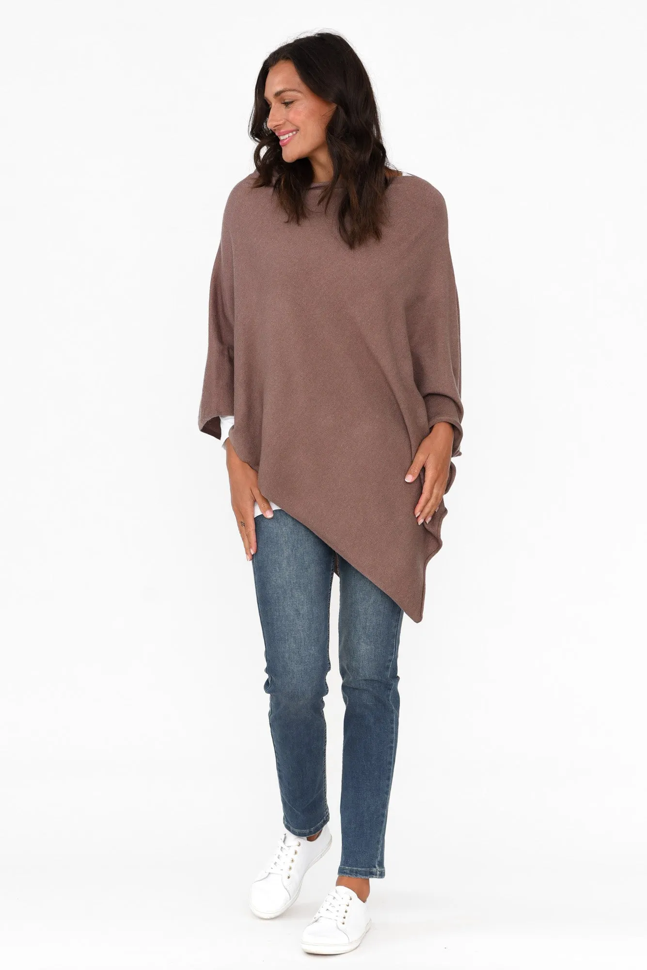 Amy Chocolate Wool Blend Poncho sold by Blue Bungalow product image thumbnail 5