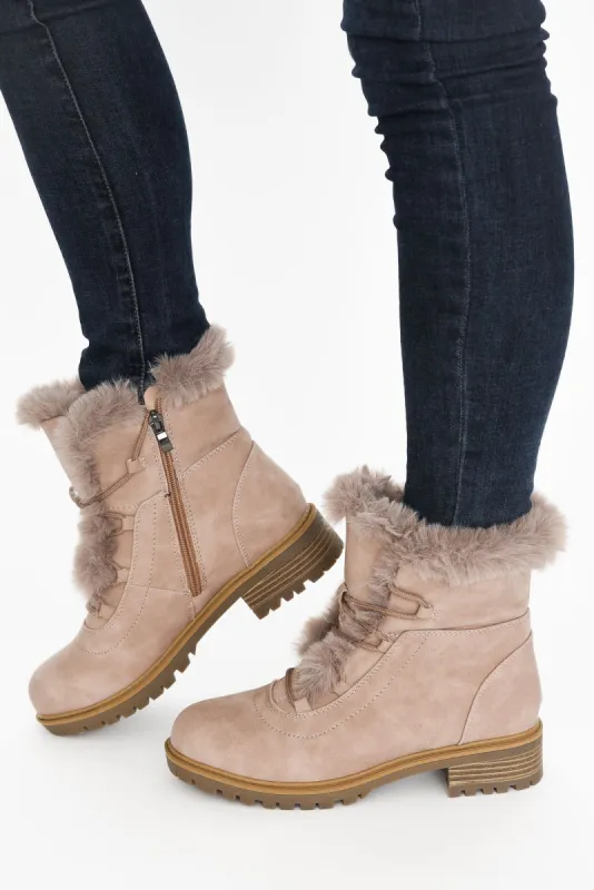 Alpine Taupe Faux Fur Boot sold by Blue Bungalow