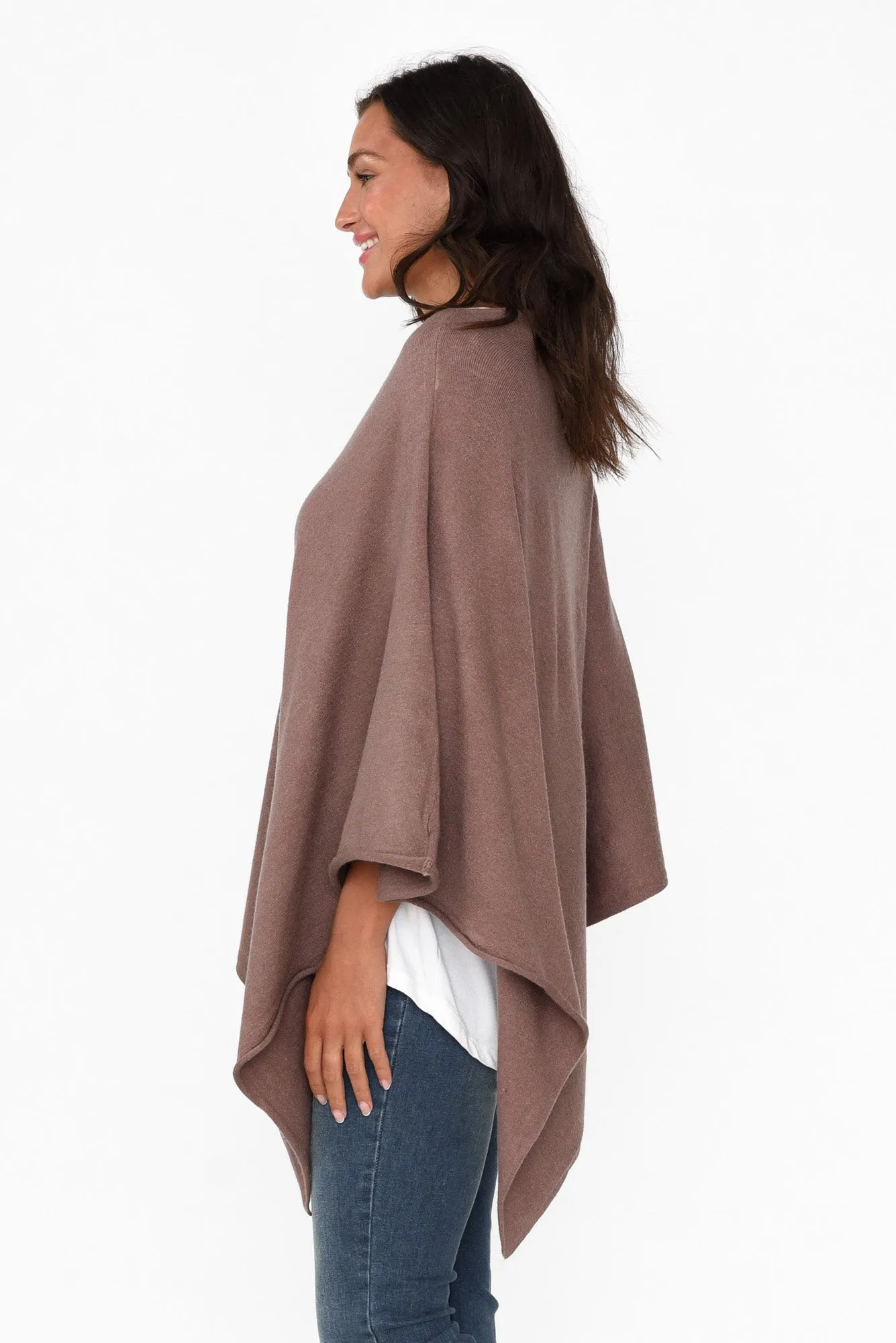 Amy Chocolate Wool Blend Poncho sold by Blue Bungalow product image thumbnail 3