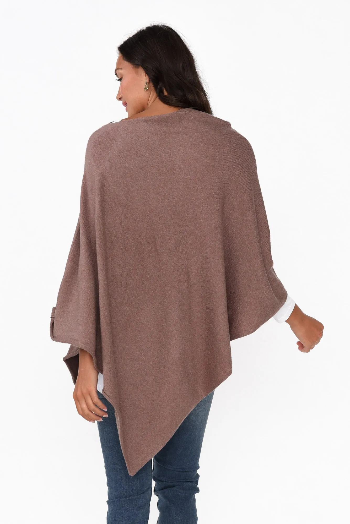 Amy Chocolate Wool Blend Poncho sold by Blue Bungalow product image thumbnail 4