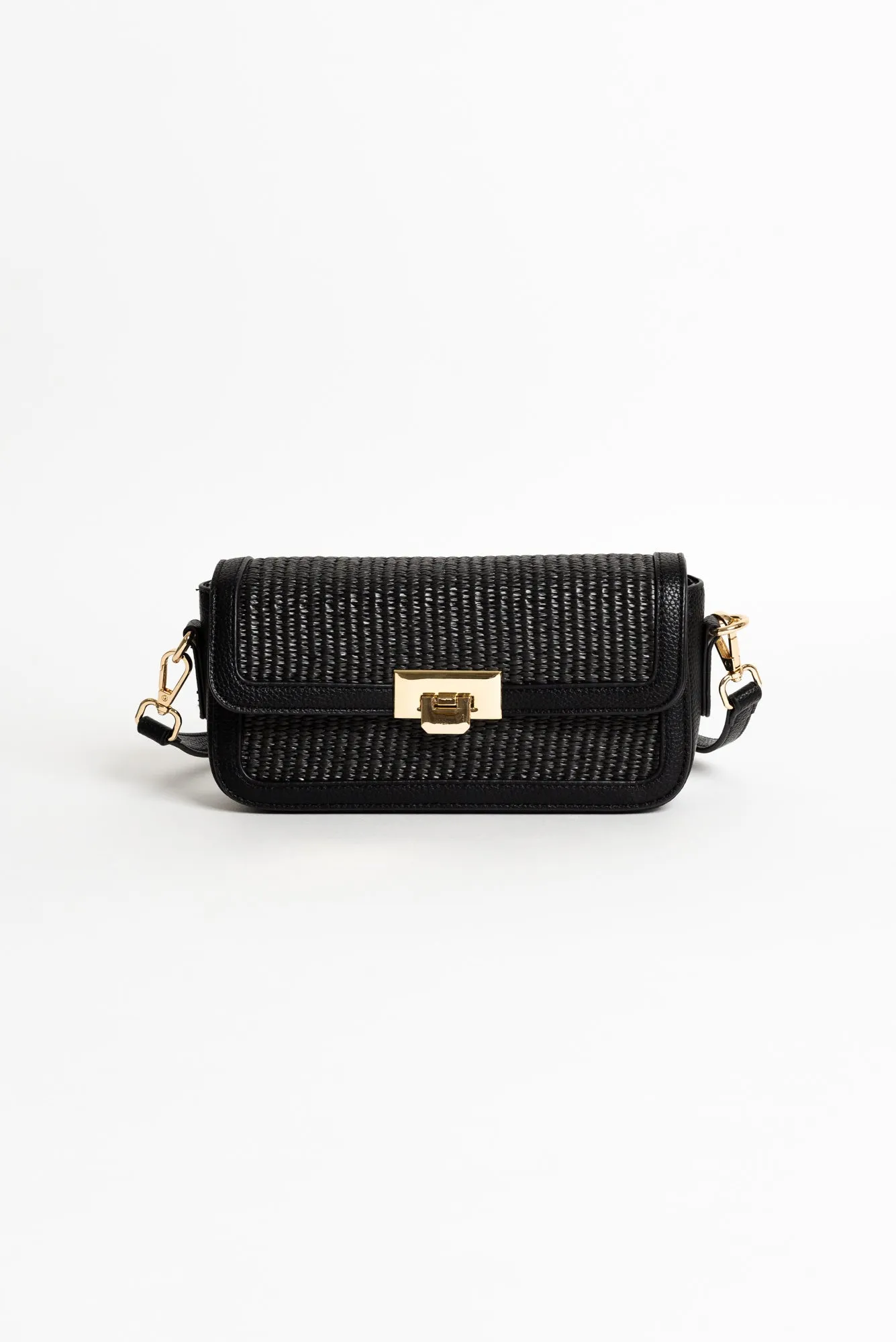 Hattie Black Weave Crossbody Bag sold by Blue Bungalow