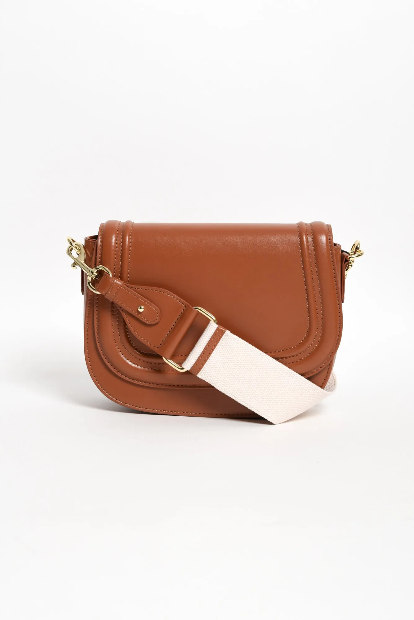 Dickens Tan Leather Crossbody Bag sold by Blue Bungalow
