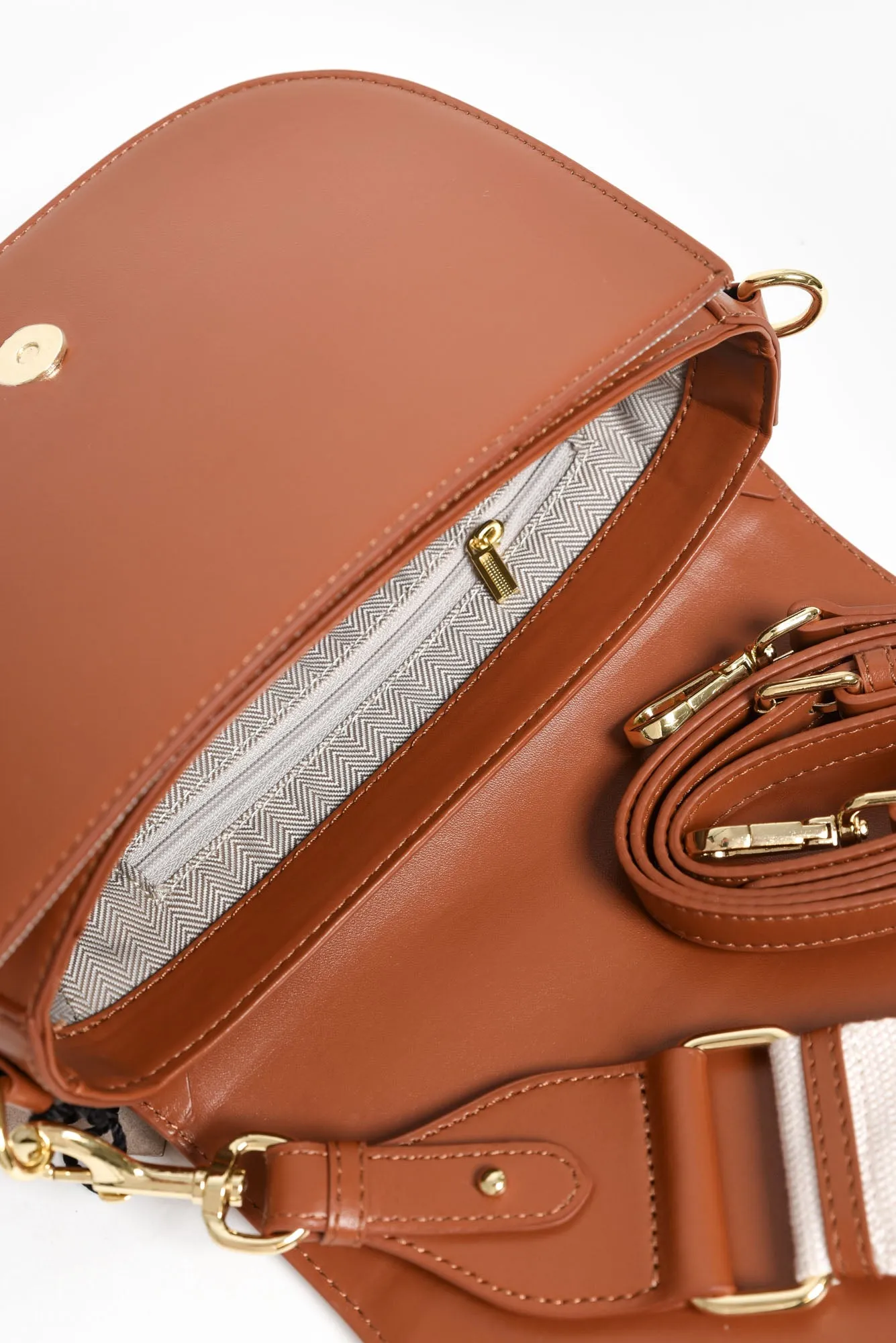Dickens Tan Leather Crossbody Bag sold by Blue Bungalow product image thumbnail 2