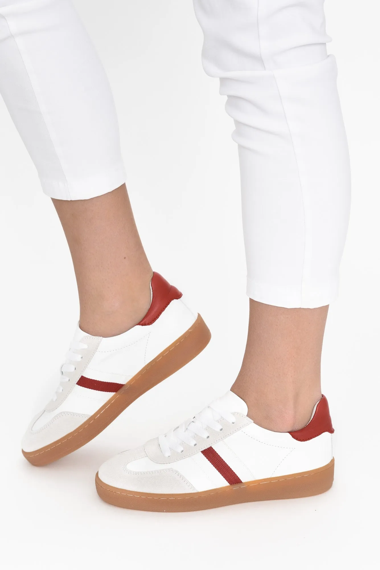 Aloha Red Stripe Suede Sneaker sold by Blue Bungalow