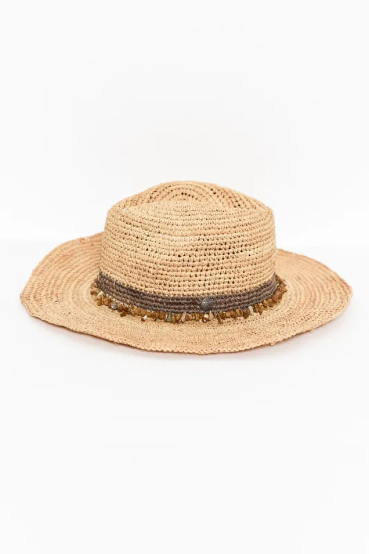Cassie Taupe Raffia Cowboy Hat sold by Blue Bungalow