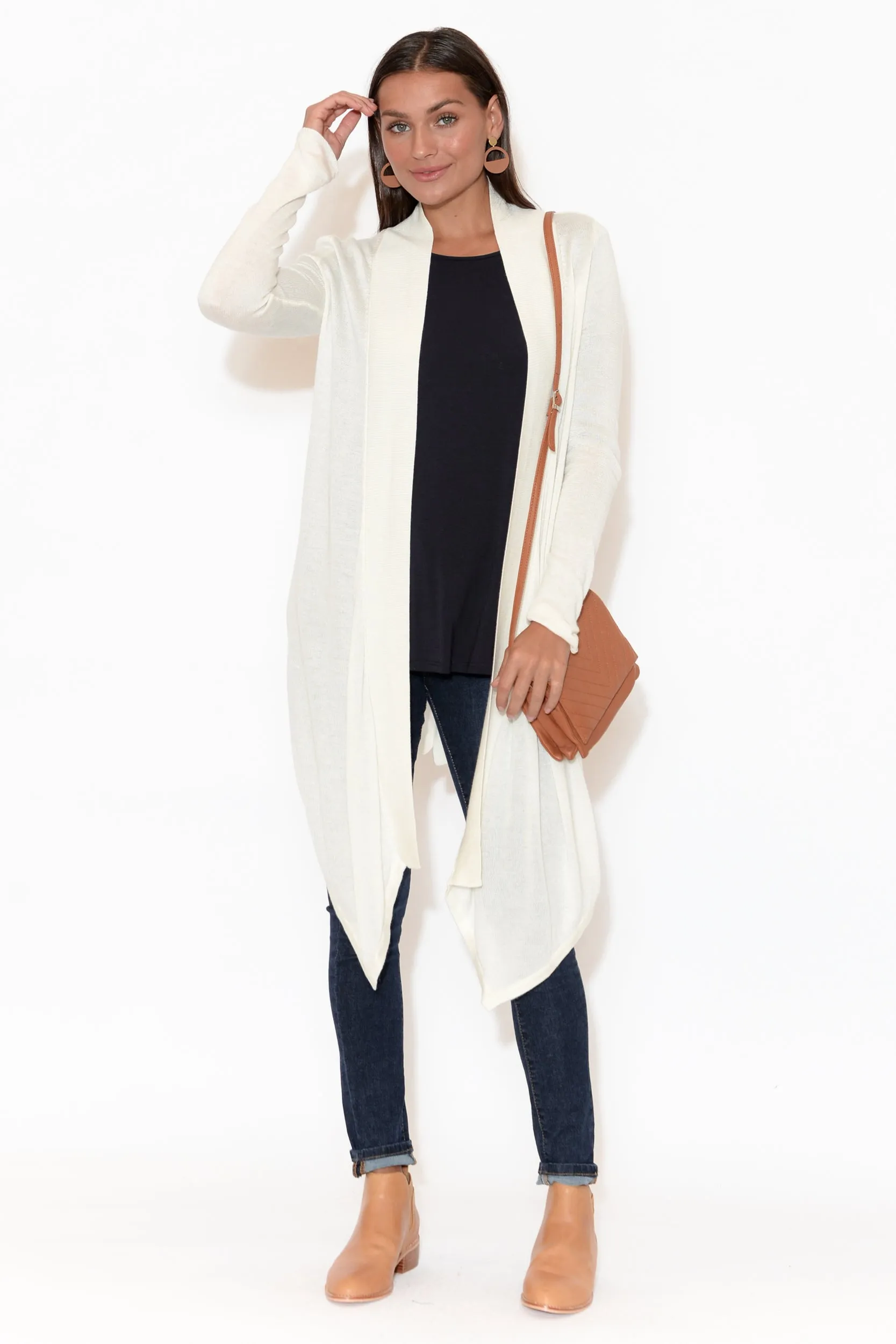 Lauper White Cashmere Bamboo Cardigan sold by Blue Bungalow product image thumbnail 2