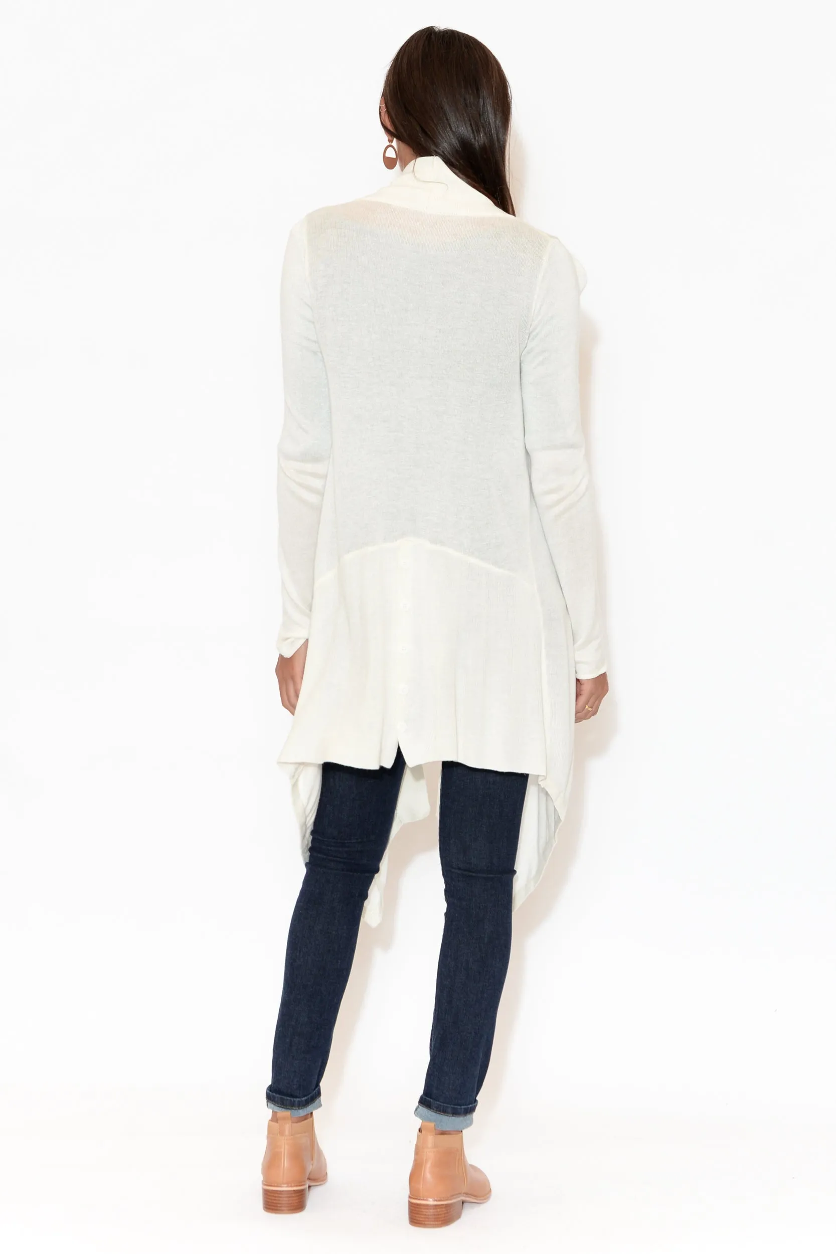 Lauper White Cashmere Bamboo Cardigan sold by Blue Bungalow product image thumbnail 4