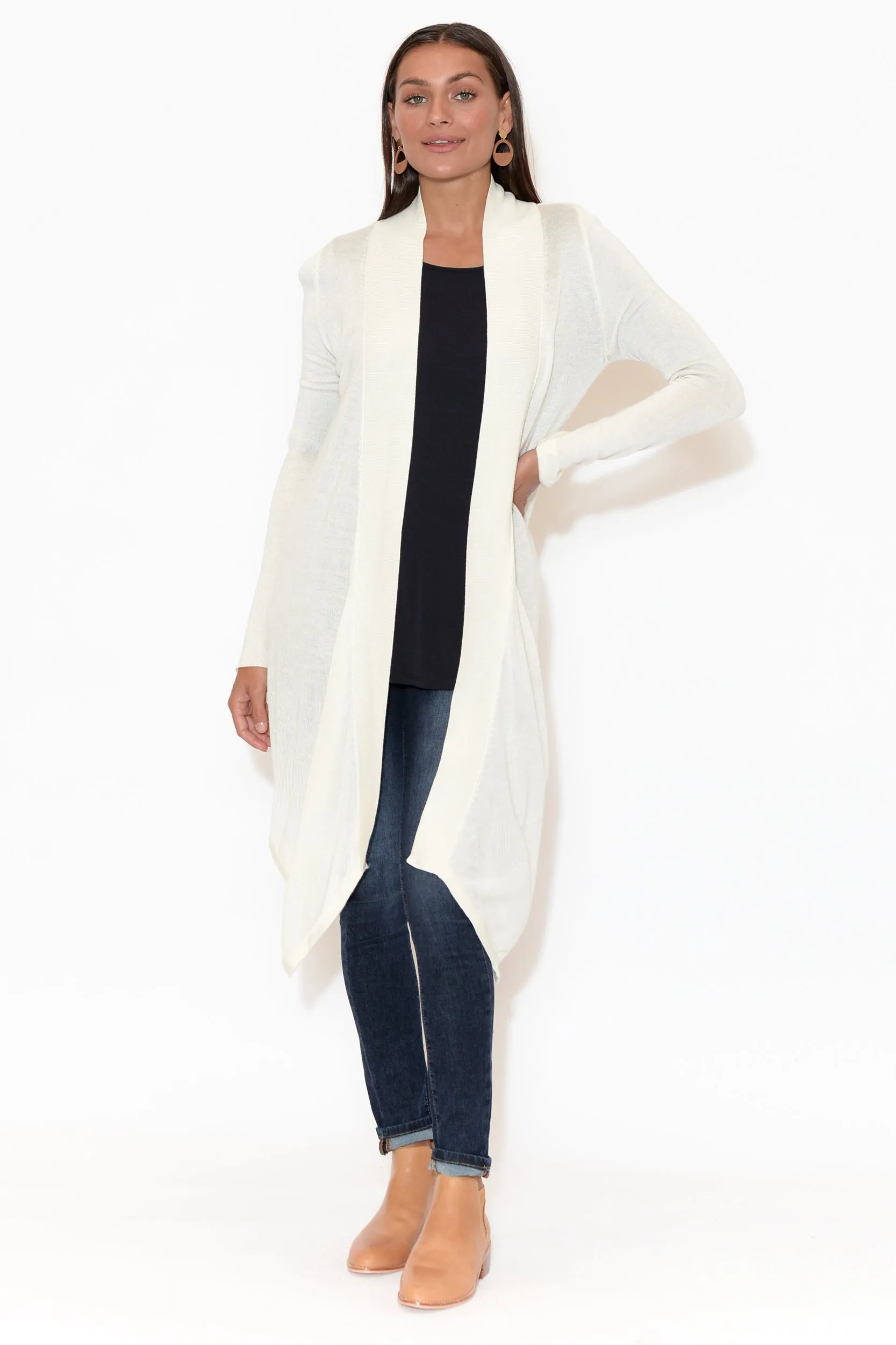 Lauper White Cashmere Bamboo Cardigan sold by Blue Bungalow