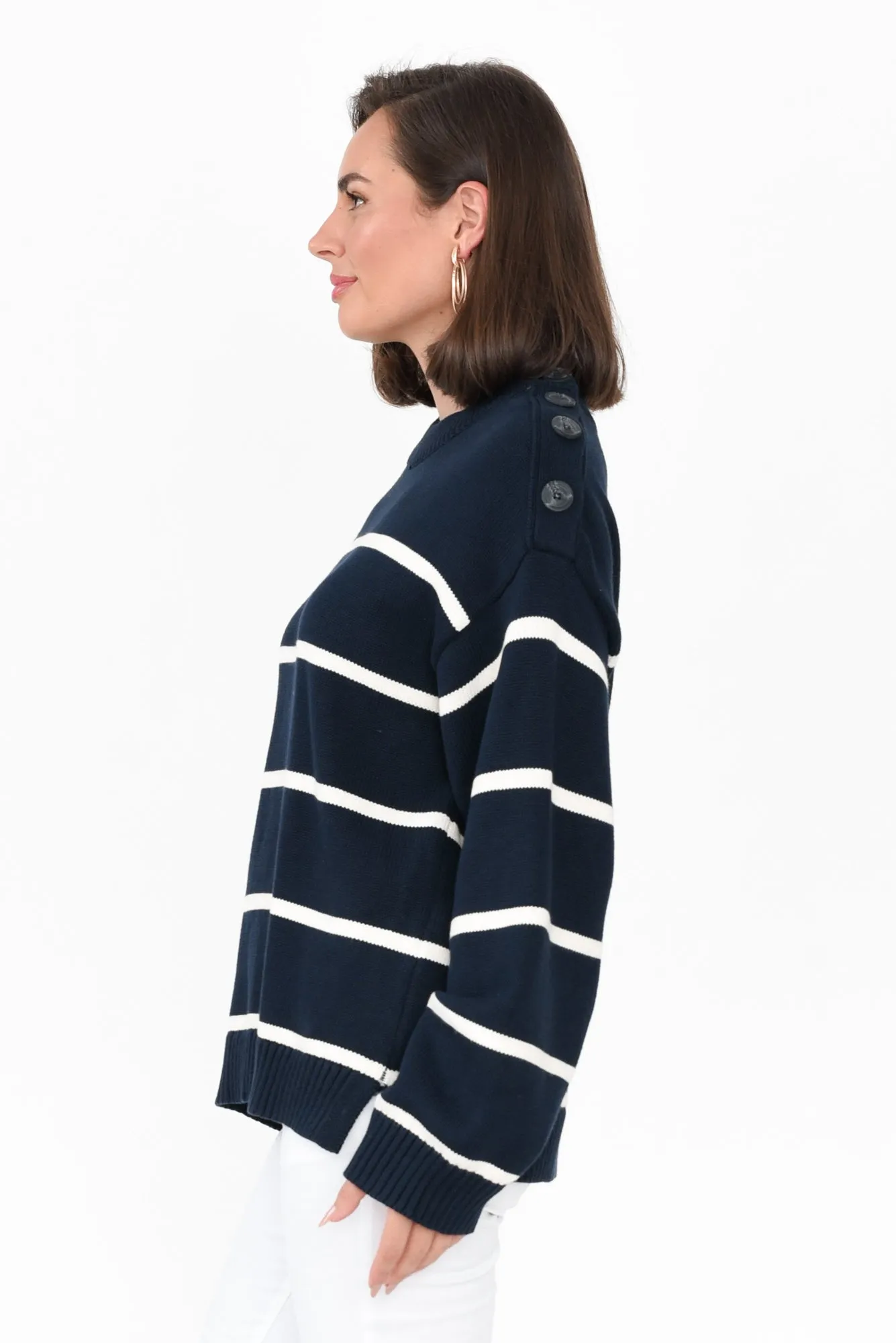 Iris Navy Stripe Cotton Knit Jumper sold by Blue Bungalow product image thumbnail 3