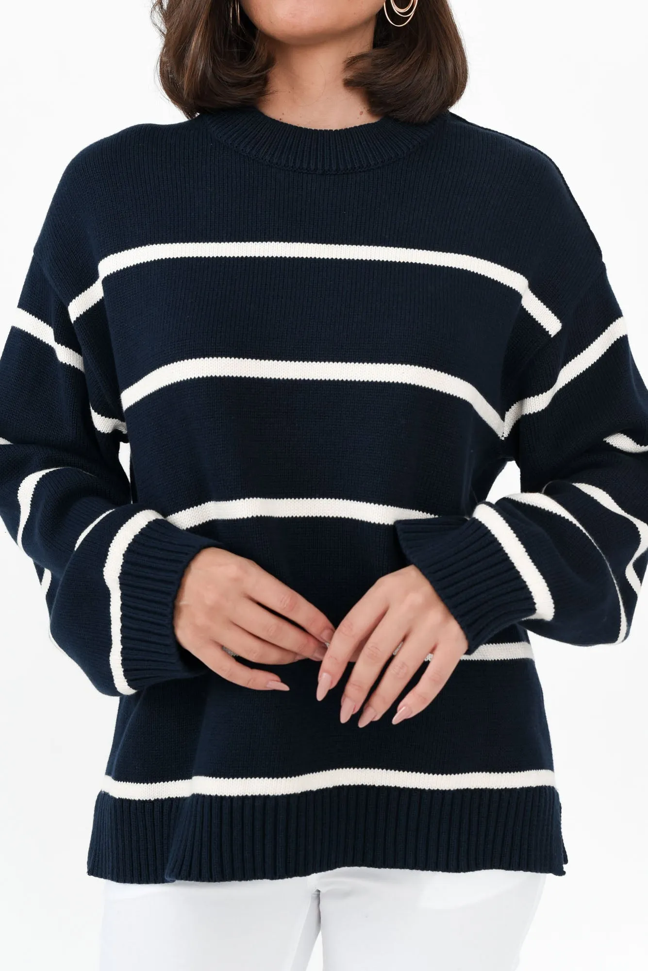 Iris Navy Stripe Cotton Knit Jumper sold by Blue Bungalow product image thumbnail 5