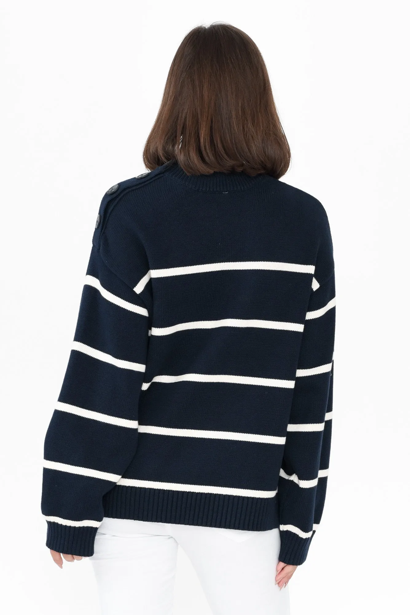 Iris Navy Stripe Cotton Knit Jumper sold by Blue Bungalow product image thumbnail 4