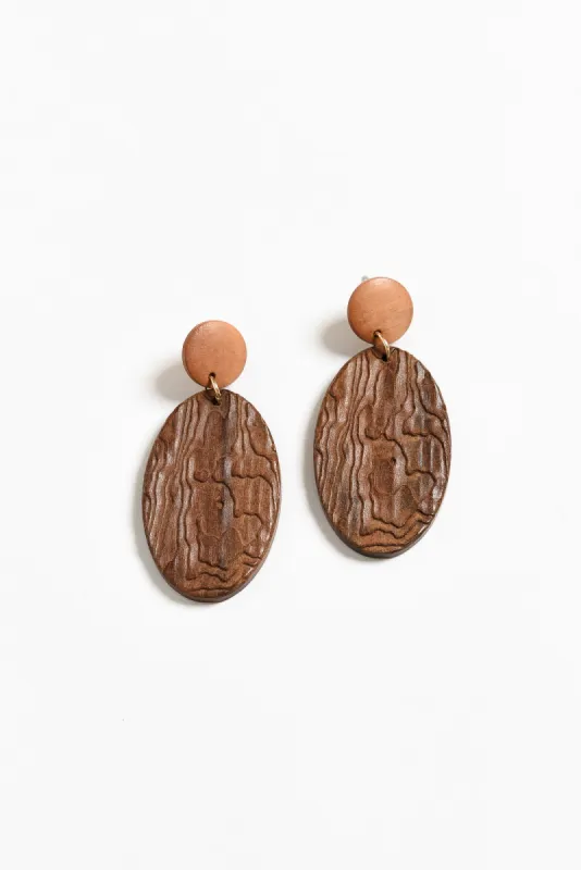 Gany Brown Oval Pendant Earrings sold by Blue Bungalow
