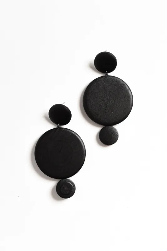 Bernice Black Wood Circle Drop Earrings sold by Blue Bungalow