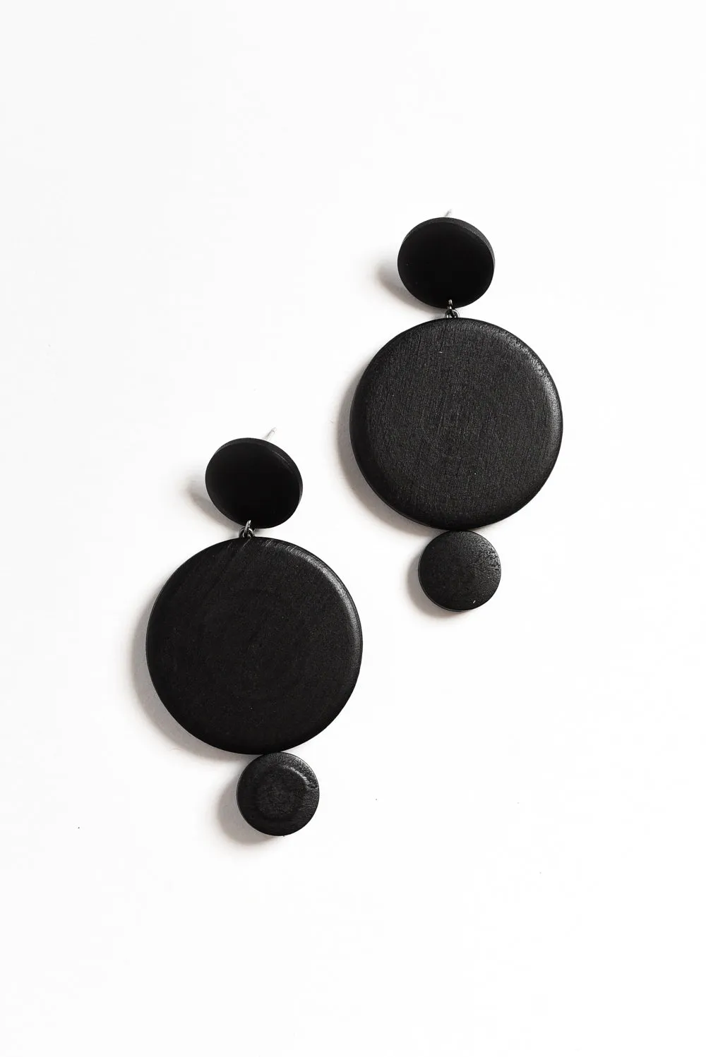 Bernice Black Wood Circle Drop Earrings sold by Blue Bungalow