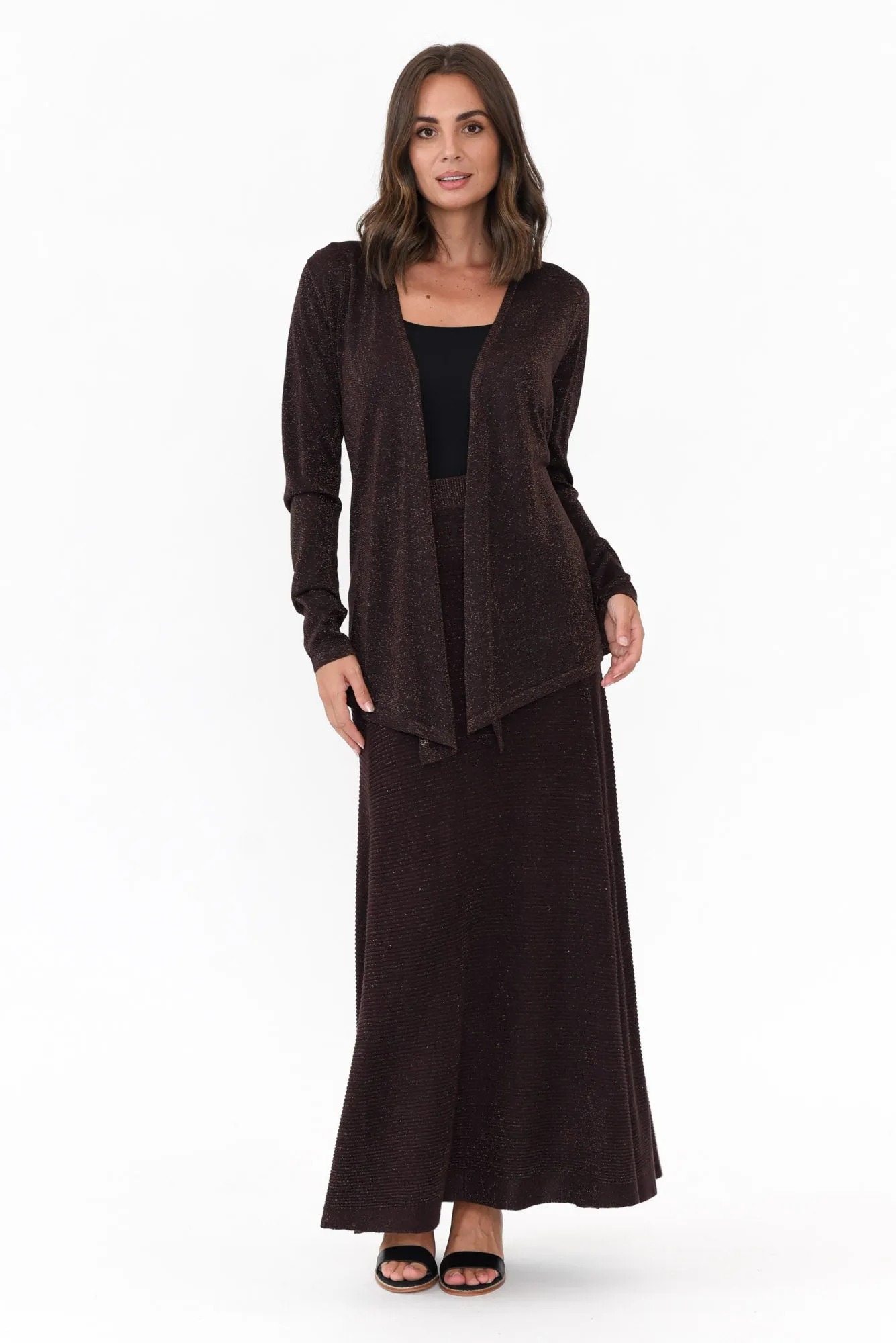 Domenica Brown Knit Tie Cardigan sold by Blue Bungalow product image thumbnail 2
