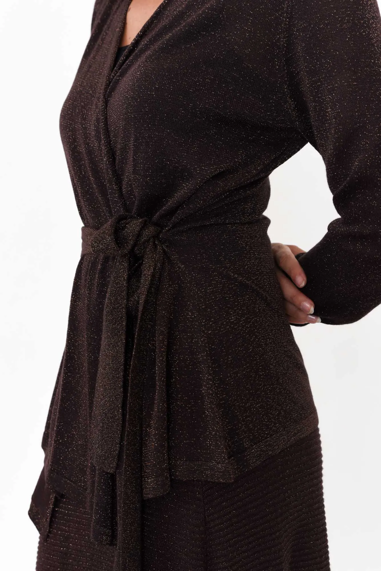 Domenica Brown Knit Tie Cardigan sold by Blue Bungalow product image thumbnail 5